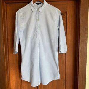 Lands' End Light Blue Seersucker Tunic Top